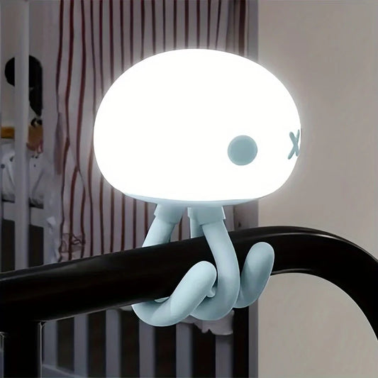 Jellyfish Silicone Night Light Girl Cute Mini Crib Bedroom Sleep Eye Protection Ambient Light Gift Bedside Lamp