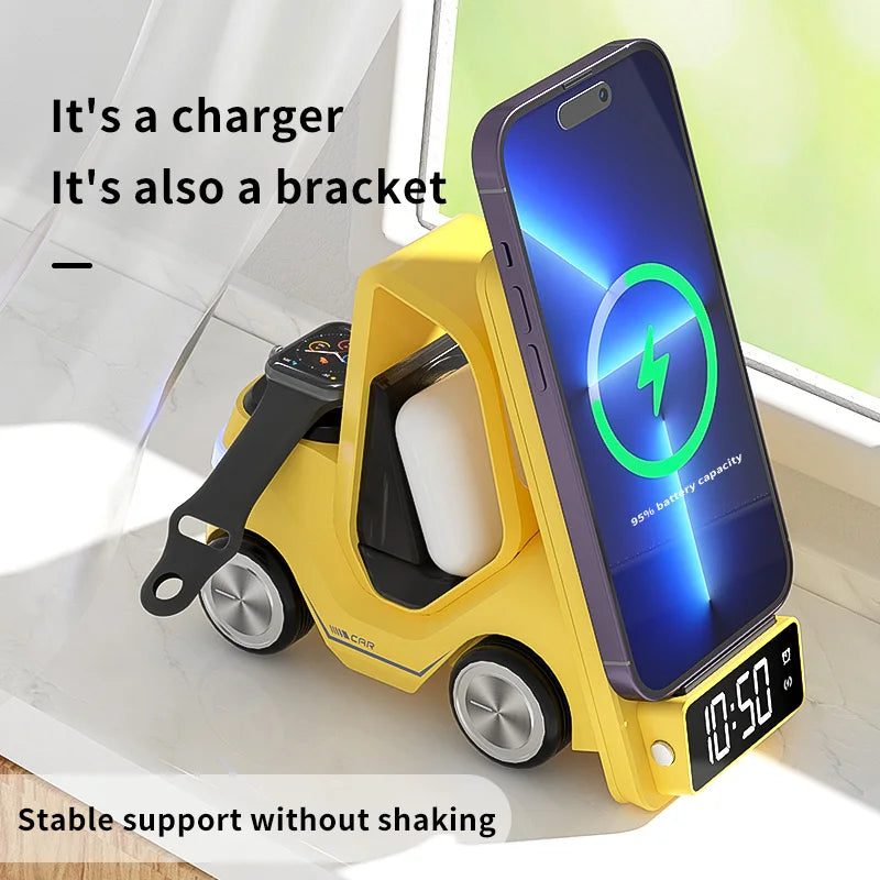 Universal Wireless Charger Station For Android Apple Watch Airpods Pro Forklift Design Car Design Night Light Charging Station